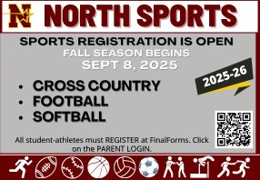 North Middle School sports registration is open for Fall 2025.